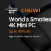 chuwi品牌巨星正式上线折扣高达40％